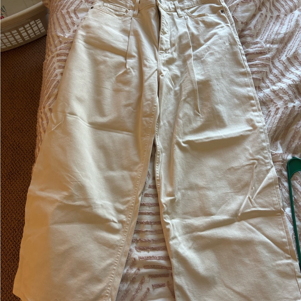 Banana Republic Wide Leg Crop Pants in Cream